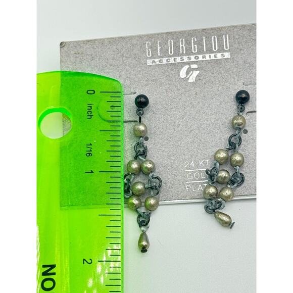 Beautiful Vintage Goldtone Georgiou Etruscan 24 KT GP Chandelier Earrings NEW - Picture 6 of 6